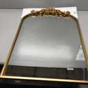OUSHUAI Gold Traditional Vintage Ornate Baroque Mirror,Gold Brass Mirror for Wall,Victorian Antique Bronze Mirrors Arched for Bathroom/Living Room/Hallway/Fireplace 19"X27"