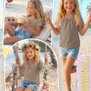 Girls' Short Sleeve T-Shirts | Scoop Neck Shirts, Summer, Sizes 5-14Y, Casual, Basic Tees, Tween, Lightweight, Soft, Loose Fit, Pleated, Cute