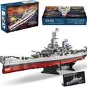 MISINI M6320 Military Series World War II Battleship Building Kit, 2228 Pieces USS Missouri Battleship, Toy Gift Ship Building Block Set for Adult Collection(Iowa-Class Warship)