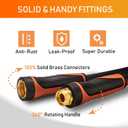 Upgraded Hybrid Garden Hose 50 ft with 360 Rotating Handle, 2025 New Formula Flexible Water Hose 50FT, Lightweight, Durable, Heavy Duty, All-weather, 3/4" Leakproof Solid Brass Fittings (Black Orange)