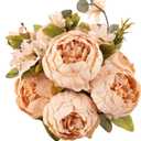 Duovlo Artificial Peony Silk Flowers Fake Flowers Vintage Wedding Home Decoration,Pack of 1 (Light Champagne)