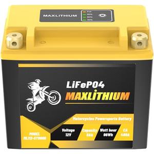 Maxlithium 12V 8Ah 480A Lithium Motorcycle Battery, Smart BMS LiFePO4 Powersport Battery Replaces YTX12-BS, YTX14-BS, YTX16-BS, YTX20L-BS, Compatible with ATV, UTV, Snowmobile, Motorboat, Lawn Mower