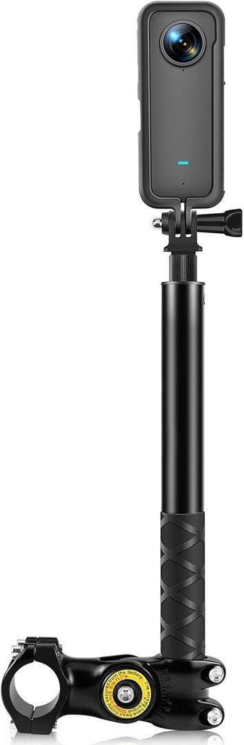 Motorcycle Bicycle Selfie Stick, Camera Handlebar Mount for Third Person View Motorcycle Accessories for GoPro Hero 12/11/10/9/8 /Insta360 X5 X4 X3