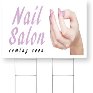 Nail Salon Coming Soon Yard Sign 24 Inch x 36 Inch Double Sided Weatherproof Heavy-Duty Plastic with Stake | Business Promotions, Clear Messaging, Durable Design | Made in USA