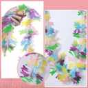 100 FT Easter Tinsel Garland Colorful Bunny Metallic Twisted Hanging Streamer Spring Garland for Easter Decoration Spring Decoration Supply