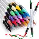 SFAIH Acrylic Paint Creative Markers, 24 Colors, Brush & Chisel, High Coverage, Works for Paper, Fabric, Wood, Ceramic, Glass, Rock, Canvas, Stocking Stuffers, Christmas Gift Idea for Teens, Grandkids