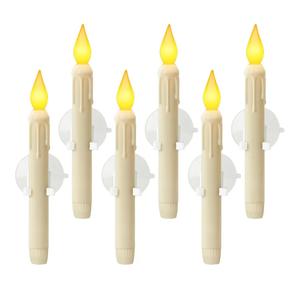 6 Pcs Sensor Dawn to Dusk Window Candles, Flickering Battery Candles for Windows, Ultra Bright Fake Candle Lights with Suction Cup, Led Candlesticks for Xmas Home Decor, Warm Yellow Light