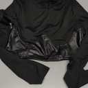 MakeMeChic Women's Faux Leather Mock Neck Long Sleeve Tee Shirts Party Crop Tops M