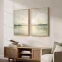 Framed Sage Green Abstract Landscape Canvas Wall Art Bedroom, 16x24 Inch, 16" W x 24" H x 2Pcs