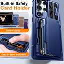 Vizvera for Samsung Galaxy S25 Ultra Case Wallet RFID [Cards Holder][Camera Cover][Edge Raised] Full Body Rugged Shockproof Silicone Protective Phone Case for Galaxy S25 Ultra 6.9" 2025(Blue)