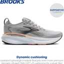Brooks Women’s Adrenaline GTS 25 Supportive Running & Walking Shoe - Grey/ Blackened Pearl/ Coral - 10 Wide