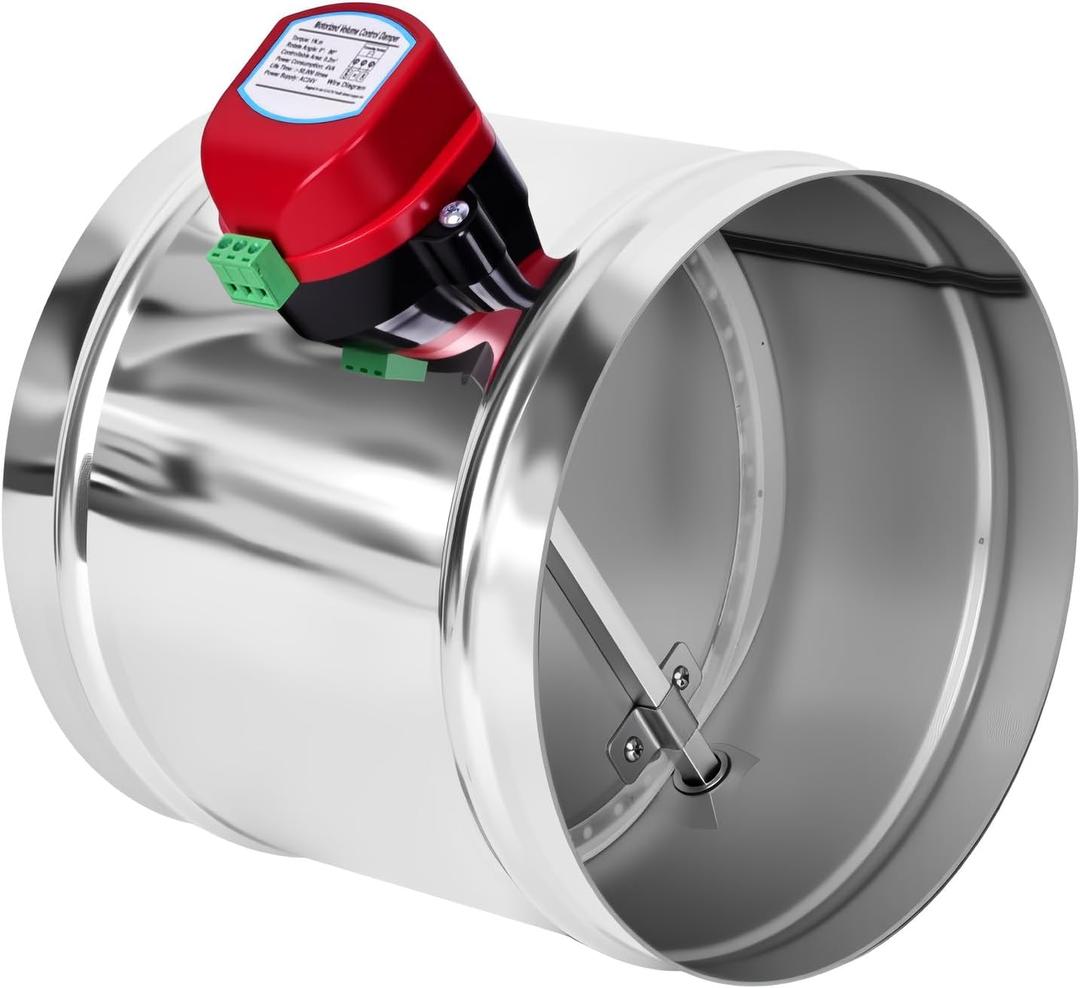 8" Motorized Duct Damper,On/Off Backdraft Damper Control, Stainless Steel Airflow Control Damper for HVAC System, 24V AC