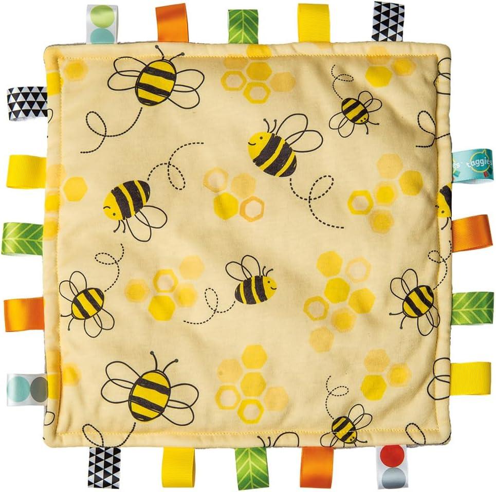Mary Meyer Taggies Lovey for Baby Security Blankets Original Comfy Blanket with Sensory Tags, 12 x 12-Inches, Bumble Bees