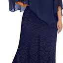 Women's Plus Size Cape Dress with Chiffon Overlay Gown Formal Evening Lace Long Mermaid Dresses 2024, Size: 28 Plus