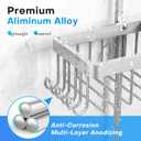 Sewulidon Aluminum Alloy Hanging Shower Caddy for Handheld Shower Heads,Rustproof Hose Shower Organizer 4 Levels Height Adjustable Shower Rack with Hooks,Razor Holder,Soap Holder