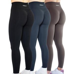 AUROLA Workout Leggings for Women Seamless Scrunch Tights Tummy Control Gym Fitness Girl Sport Active Yoga Pants M
