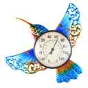 Thermometer Indoor Outdoor Patio Weather Thermometer Wall Hummingbird No Battery Required Hanging Decor Hygrometer (Blue)