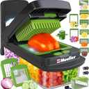 Mueller Pro-Series 10-in-1, 8 Blade Vegetable Chopper, Onion Mincer, Cutter, Dicer, Egg Slicer with Container, French Fry Cutter Potato Slicer, Home Essentials, Salad Chopper,Gray/Green