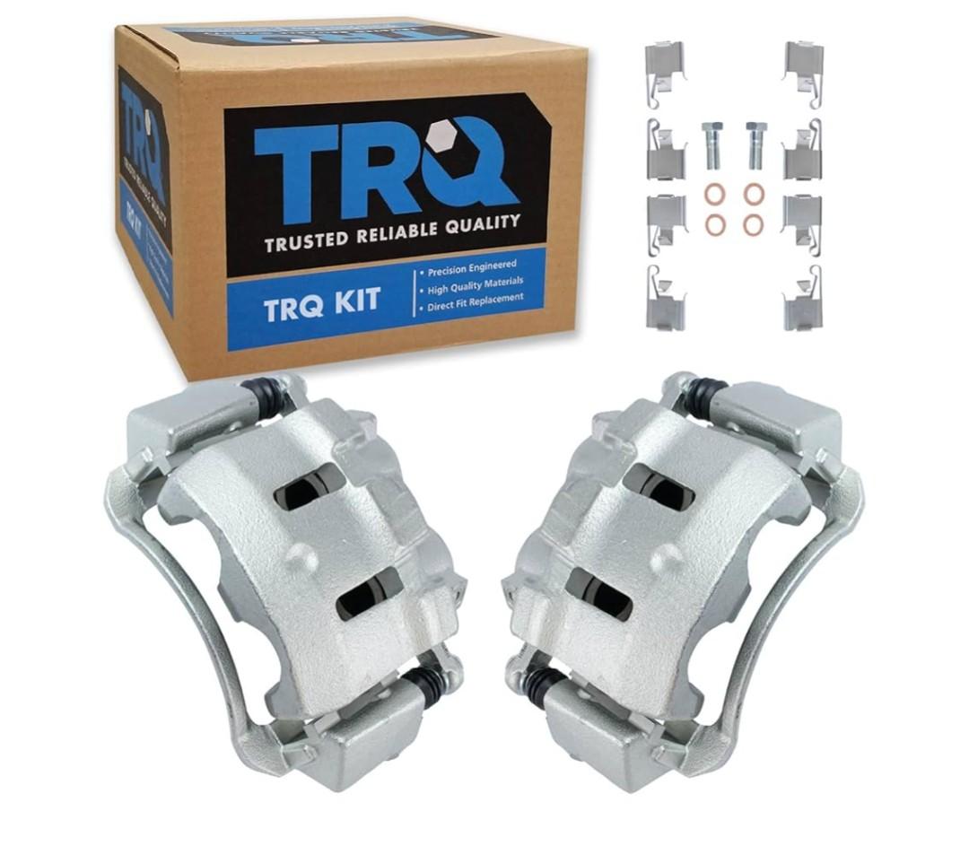TRQ Front Driver and Passenger Side Brake Caliper Set Caliper Brackets Hardware Compatible with 99-04 Ford F-250 Super Duty 99-04 Ford F-350 Super Duty 00-05 Ford Excursion