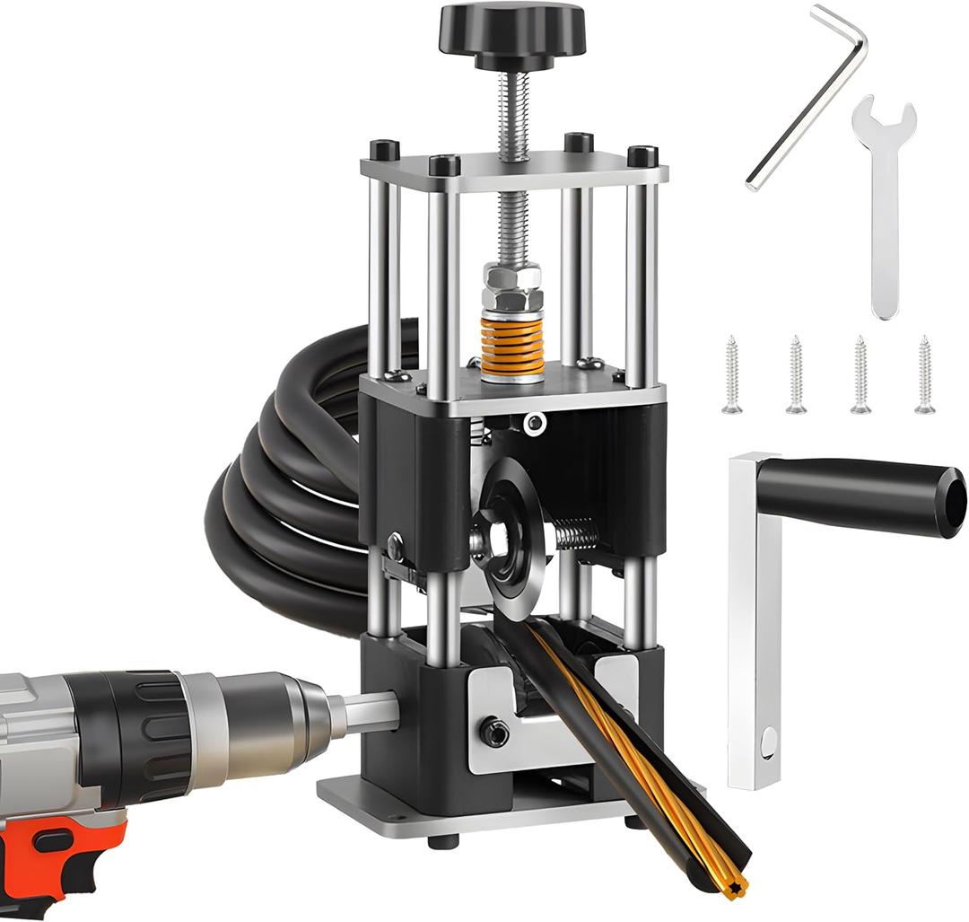 Wire Stripper Machine Drill Powered Hand Crank Wire Stripper Tool Wire Stripping Manual Wire Peeler for Gauge Wire 0.04"-1" Wire Scrap DIY Copper Recycling (Black)