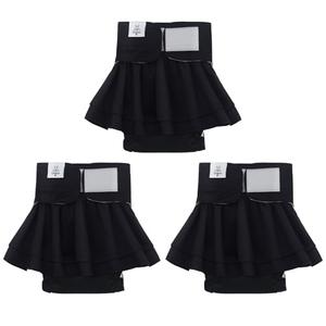 CuteBone Female Dog Diapers with Skirts 3 Pack Reusable Puppy Dresses Pants for Heat Cycle Period (Black,Small)