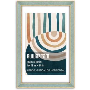 Suede 16x20 Frame - Single Frame, Christmas Elegant Mint 16 x 20 Poster Frame with Mat for 11x14, 16x20 Picture Frames for Artwork, Puzzles, Photos and Movie Posters