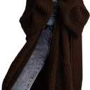 Womens Long Cardigan Sweaters Open Front Oversized Duster with Pocket for Women 2025 Fall Winter Knit Design Coats (Brown, S)