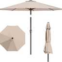 11FT Patio Umbrella, Outdoor Umbrella with with 8 Sturdy Fiberglass Ribs,Market Table Umbrella with Push Button Tilt and Crank,Suit for Backyard,Garden,Pool,Deck(Beige)