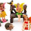 Fairies Set of 10 Pcs Miniature Garden Figurines - Outdoor Decor Art for Fall Winter, Outdoor Statue for Patio, Lawn, Yard Decoration