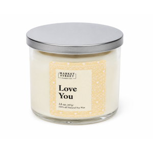 Market Street "Love You" Candle 14oz 100% All Natural Soy Wax