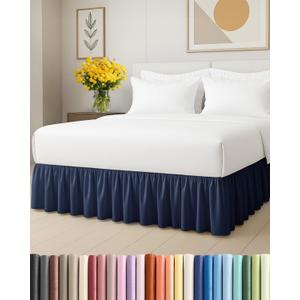 Bedskirt Queen Size Ruffle - 15 inch Drop Dust Ruffle Bed Skirt with Platform - Ultra-Soft, Easy Fit, Premium Hotel Quality - Wrinkle, Fade & Shrink Resistant - for Women, Men, Kids and Teens - Navy (16 - Navy Blue)