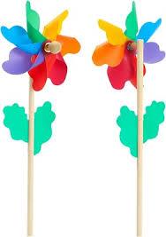 Rainbow Flower Pinwheels for Yard and Garden - Set of 10 - Outdoor Party Decor