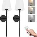 Aipsun Battery Operated Wall Sconce Set of 2, Rechargeable Wall Lights Black Indoor Dimmable Wireless Wall Sconce with Remote 3 Color Temperatures (Bulbs Included)
