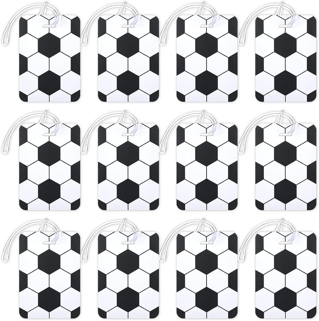 Fuyoooo 12 Pcs Luggage Tags Travel Suitcase Labels ID Label for Gear Bag, Plastic Backpack Tag Gifts for Players, 4" x 2.75"