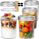 ComSaf Wide Mouth Mason Jars 16 oz with lids - 4 Pack, Pint Mason Jars with Seal Bands, Glass Canning Jars for Honey, Jam, Jelly, Coffee, Salad, Desert, Shower Wedding Favors, DIY Candles Decor