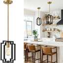 Emliviar Industrial Pendant Light, 1-Light Kitchen Hanging Light Fixture Adjustable, Black and Gold Finish, JE1981M1L BK+G