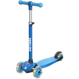Gotrax KS1 Kids Kick Scooter, LED Lighted Wheels and 3 Adjustable Height Handlebars, Lean-to-Steer & Widen Anti-Slip Deck, 3 Wheel Scooter for Boys & Girls Ages 2-8 and up to 110 Lbs