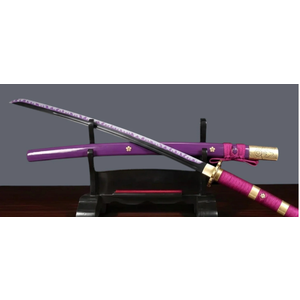 Sword Valley Kozuki Oden Yamo Sword - Purple 40.9″ - Cosplay Prop Anime Katana Samurai Sword - Anime Original Texture Carbon Steel Blade Carving Symbol - Handle Absorbs Sweat (Purple, 40.9″)