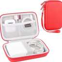 Canboc Carrying Case for MacBook Air Pro Charger MagSafe/MagSafe 2 Power Adapter, iPhone 14/14 Pro MagSafe Charger, USB C Hub, Type C Hub, USB Multiport Adapter, Hard Shockproof Bag, Red