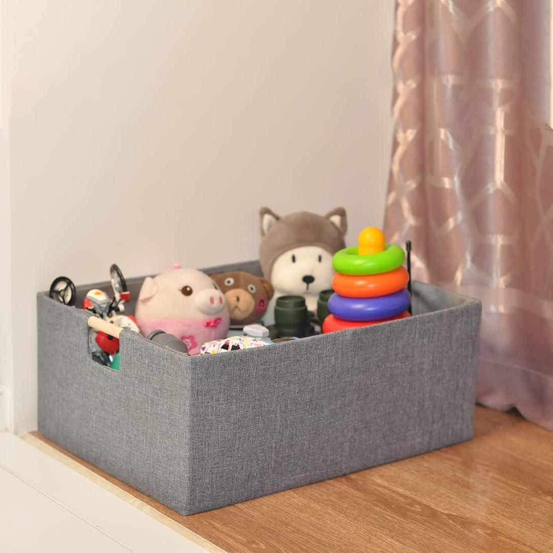 Storage Baskets Collapsible , Storage Bins with wood Handles, Robust Closet Storage Bins for Clothes Baskets Storage Organization for Books, Laundry, Home and Toy Organization(Grey 1 Pack)