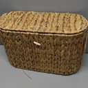 Coeusy Toilet Paper Basket with Lid,Wicker Basket for Bathroom Organizers and Storage,Holds Up to 6 Mega Rolls, Decorative Hand-Woven Rattan Bathroom Decor Accessories,Natural Water Hyacinth
