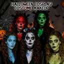 2 x Halloween Makeup Kit for Clown, Black White Face Paint Set for Classic joker Skeleton Looks with Red Eyeshadow Stick, Water-Based Body Paint Set for Cosplay SFX Makeup, Stage shows, Parties