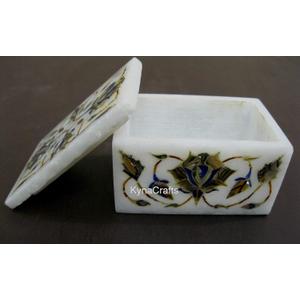 3 x 2 Inches Rectanhgle Shape White Marble Jewelry Box Abalone Shell Inlay Work Decoratrive Box from Indian Heritage Art and Crafts
