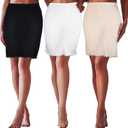 Haysandy 3 Pcs Half Slip for Women Under Dresses Lace Short Trim Half Slips for Underskirt Slip Dress (Medium, Black,white,nude Color)