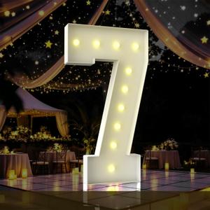4FT Marquee Light Up Number,Marquee Numbers 4 Feet Tall, Large Led Sign for Baby Shower,Party,Birthday Decorations,Graduation,Prom(Number 7)