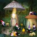 9pcs Drunk Gnomes Miniature Garden Gnomes Mini Funny Gnome Statues Resin Gnome Fairy Gnomes Garden Decorations Miniature Gnomes for Fairy Garden, Christmas Tree, Gift for Kids