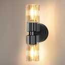 Black Wall Sconce Light Cordless 13 inch Wall Sconces, Indoor Wall Lamp with K9 Crystal Lampshade, Wall Lighting Fixtures for Living Room, Bedroom, Hallway, Bathroom, Stairs, Kitchen