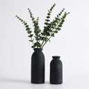 VICTOR & TERESA Black Ceramic Vases Home Decor, Flower Vase Set of 2, Farmhouse Vase for Flowers, Rustic Decorative Vases for Pampas Grass, Table, Living Room, Shelf, Centerpieces, 8 inch