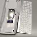 Wireless Keyboard and Mouse Ultra Slim Combo, TopMate 2.4G Silent Compact USB 2400DPI Mouse and Scissor Switch Keyboard Set with Cover, Batteries Included, for PC/Laptop/Windows/Mac  Silver White