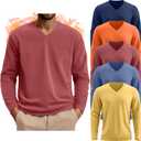 5 Pack Thermal Long Sleeve Shirts for Men V Neck Fleece T Shirt Loose Fit Base Layer Sweatshirts Cold Weather Size XXL